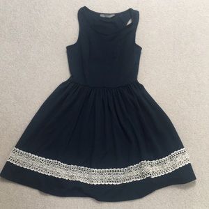 Anthropologie Dark Blue Skater Lace Dress